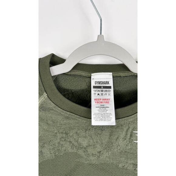 GymShark Adapt Camo Seamless Lace Up Back Crop Top Womens Small New Green B4A4U - Picture 2 of 9